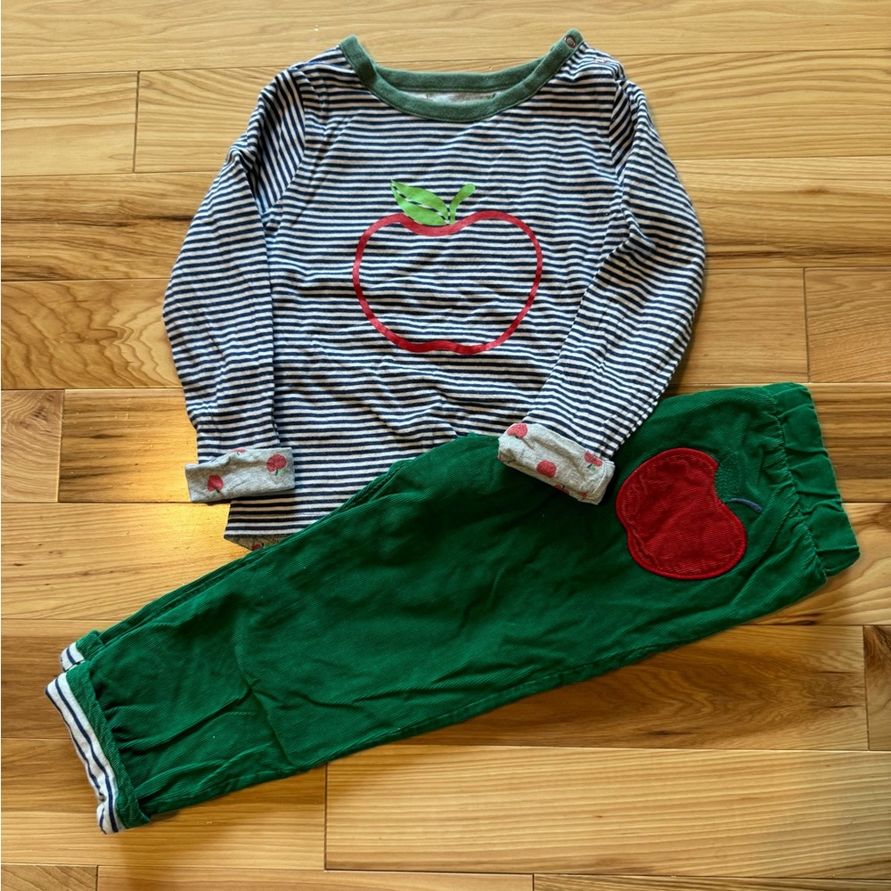 3/4 BB Apple reversible shirt and Apple appliqué corduroy pants